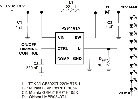 TPS61160A TPS61161A typ_app_lvs937.gif