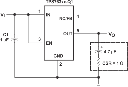 TPS763-Q1 TPS76301-Q1 TPS76316-Q1 TPS76318-Q1 TPS76325-Q1 TPS76330-Q1 TPS76333-Q1 TPS76350-Q1 typ_app_circuit_slgs247.gif